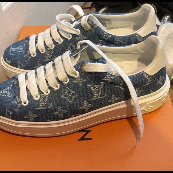 LOUIS VUITTON FRONT ROW LV SNEAKER BLUE JEAN - Picture 2 of 3